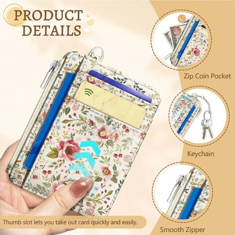 Floral Card Organizer with ID Window